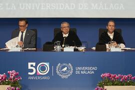 Mesa presidencial. Apertura del Curso Académico 2023/2024 de la Universidad de Málaga. Paraninfo. Septiembre de 2023