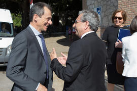 José Ángel Narváez recibe al ministro de Ciencia, Innovación y Universidades, Pedro Duque. Edificio del Rectorado. Junio de 2018