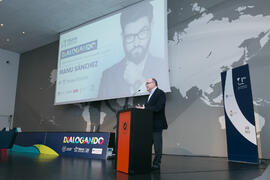 Benjamín del Alcázar. Conferencia "Dialogando" con Manu Sánchez. Complejo de Estudios Sociales y Comercio. Enero de 2018