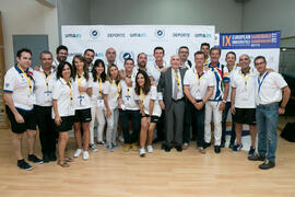 Foto de grupo tras la ceremonia de inauguración del Campeonato Europeo Universitario de Balonmano. Antequera. Julio de 2017