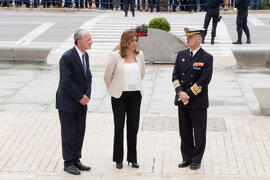 Francisco de la Torre, Susana Díaz y Juan Rodríguez. XXV Cumbre Hispano-Francesa. Edificio del Rectorado. Febrero de 2017