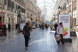 Exposición "La Universidad de Málaga del Siglo XXI". Calle Larios. Enero de 2017