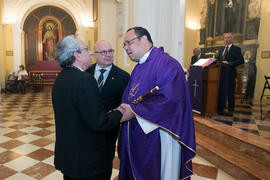 Entrega del bastón de mando de la Universidad de Málaga a la Cofradía de los Estudiantes. Misa de Lunes Santo. Iglesia de San Agustín. Abril de 2019
