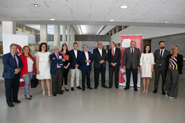 Autoridades. Desayuno Informativo de Aula Magna con motivo de su XX Aniversario. Consejo de Estudios Sociales y Comercio de la Universidad de Málaga. Mayo de 2018