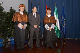 Francisco de la Torre, Manuel Castillo y Joaquín Luque. Acto Conmemorativo de los 40 años de la Universidad de Málaga. Escuela Técnica Superior de Ingeniería Informática. Diciembre de 2012