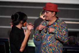 Alessandra García y José Corbacho. Ensayo de la gala de inauguración de la 31ª edición de Fancine de la Universidad de Málaga. Cine Albéniz. Noviembre de 2021