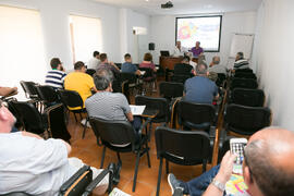 Manuel Ruiz presenta a Javier Aroca en el curso "Un siglo de la Asamblea de Ronda". Cursos de Verano de la Universidad de Málaga. Ronda. Julio de 2018