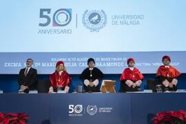 Mesa presidencial. Investidura de Emilia Casas Baamonde como Doctora "Honoris Causa" por la Facultad de Derecho de la Universidad de Málaga. Paraninfo. Noviembre de 2022