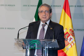José Ángel Narváez en su toma de posesión como Rector de la Universidad de Málaga. Palacio de San Telmo, Sevilla. Enero de 2016