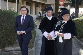 José Carlos Gómez, Juan Teodomiro López y José Ángel Narváez. Comitiva académica previa a la toma de posesión del Rector de la Universidad de Málaga y su equipo de gobierno. Paraninfo. Marzo de 2024