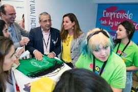 Estand de Link by UMA-ATech y Factor-E. Jornadas de Puertas Abiertas de la Universidad de Málaga. Complejo Polideportivo Universitario. Abril de 2018
