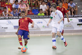 Partido España contra República Checa. 14º Campeonato del Mundo Universitario de Fútbol Sala 2014 (FUTSAL). Antequera. Julio de 2014