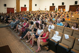 Asistentes. Entrega de premios en el Paraninfo de la Universidad de Málaga. Olimpiada Española de Economía, Fase Nacional. Junio de 2015