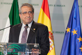 José Ángel Narváez en su toma de posesión como Rector de la Universidad de Málaga. Palacio de San Telmo, Sevilla. Enero de 2016