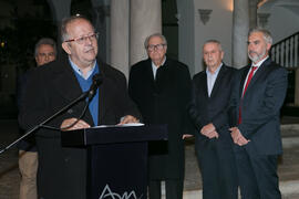 Juan José Téllez. Inauguración de la exposición "Aguatintas por Seguiriyas", de Eugenio Chicano. Palacio Episcopal de Málaga. Enero de 2019