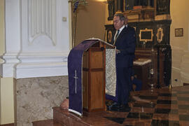 Jorge Alcántara Gallego. Misa de Lunes Santo de la Cofradía de los Estudiantes. Iglesia de San Agustín. Abril de 2022