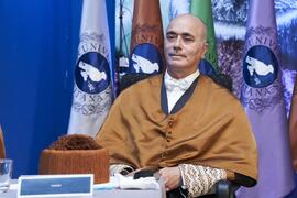 Juan Manuel Romero Jerez. Investidura de Andrea Goldsmith como doctora "Honoris Causa" por la Escuela Técnica Superior de Ingeniería de Telecomunicación de la Universidad de Málaga. Paraninfo. Octubre de 2024
