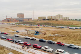 Obras del Campus de Teatinos; arreglos de jardinería. Noviembre de 1991
