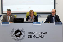 Telémaco Talavera, Adelaida de la Calle y Félix García. Clausura del X Pleno del Consejo Universitario Iberoamericano (CUIB). Rectorado. Marzo de 2012