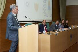Intervención de Enrique López Cuenca. I Premios del Aula de Economía y Deporte de la Universidad de Málaga. Edificio del Rectorado. Febrero de 2024