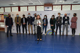 Natacha Rivas presenta la Jornada de Puertas Abiertas de la Universidad de Málaga. Complejo Polideportivo Universitario. Marzo de 2022
