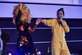 Alessandra García y Tecla Lumbreras presentan la gala de de inauguración de la 33ª edición de Fancine de la Universidad de Málaga. Cine Albéniz. Noviembre de 2023