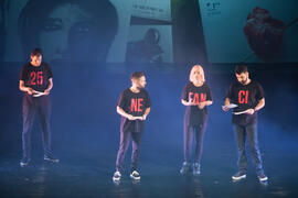 Presentadores de la gala inaugural de la XXV edición de Fancine de la Universidad de Málaga. Teatro Cervantes. Noviembre de 2015