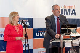 Carlos de las Heras en el nombramiento de Salvador Díaz Cano como miembro de honor de la Asociación de Antiguos Alumnos de la Universidad de Málaga. Foro Alumni-UMA. Mayo de 2014