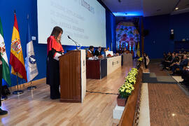 Discurso de Elsa Marina Álvarez. Investidura de Andrea Goldsmith como doctora "Honoris Causa" por la Escuela Técnica Superior de Ingeniería de Telecomunicación de la Universidad de Málaga. Paraninfo. Octubre de 2024