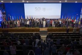 Foto de grupo. Toma de posesión de nuevos catedráticos y profesores titulares de la Universidad de Málaga. Paraninfo. Noviembre de 2023