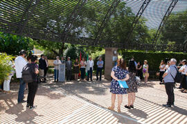 Intervención de Baltasar Cabezudo Artero. Inauguración de la glorieta Botánicos de la UMA. Jardín Botánico de la Universidad de Málaga. Junio de 2018
