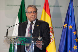José Ángel Narváez en su toma de posesión como Rector de la Universidad de Málaga. Palacio de San Telmo, Sevilla. Enero de 2016