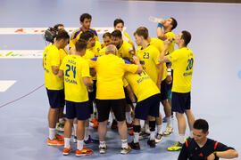 Partido Rumanía - España. Categoría masculina. Campeonato del Mundo Universitario de Balonmano. Antequera. Julio de 2016