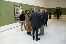 Ambiente en la inauguración de la exposición "Aguatintas por Seguiriyas", de Eugenio Chicano. Palacio Episcopal de Málaga. Enero de 2019