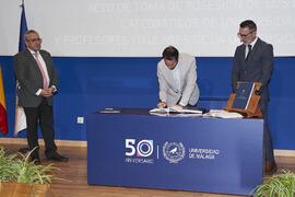 Toma de posesión de Juan José Serrano Aguilera como profesor titular del Área de Máquinas y Motores Térmicos de la Universidad de Málaga. Toma de posesión de nuevos catedráticos y profesores titulares de la Universidad de Málaga. Paraninfo. Noviembre de 2023
