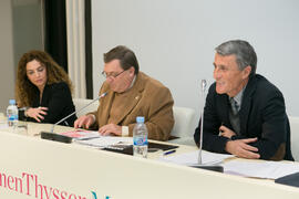 Rafael Vidal Delgado presenta la conferencia "El tiempo del Quijote", del Catedrático de Historia Económica Juan Francisco Zambrana. Sala de Conferencias del Museo Carmen Thyssen. Marzo de 2016