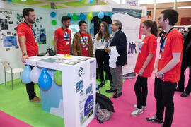 Estand del Consejo de Estudiantes. Jornadas de Puertas Abiertas de la Universidad de Málaga. Complejo Polideportivo Universitario. Abril de 2016