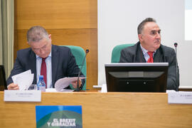 Manuel López Escudero y Alejandro del Valle Gálvez. Mesa 2: "La perspectiva de la Unión Europea". Jornada "Brexit y Gibraltar. Un reto con oportunidades conjuntas". Edificio del Rectorado. Febrero de 2017