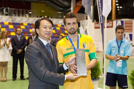 Medalla de plata para Brasil. Acto de clausura y entrega de medallas. 14º Campeonato del Mundo Universitario de Fútbol Sala 2014 (FUTSAL). Antequera. Julio de 2014