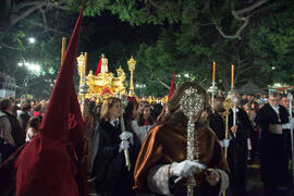 Trono procesional del Cristo Coronado de Espinas de la Hermandad de los Estudiantes. Málaga. Abril de 2014