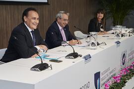 José Carlos Gómez Villamandos, José Ángel Narváez y María Isabel Hombrados. Inauguración la nueva Facultad de Psicología y Logopedia de la Universidad de Málaga. Campus de Teatinos. Octubre de 2022