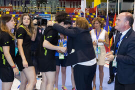 España ganadora en la categoría femenina. Ceremonia de clausura del Campeonato del Mundo Universitario de Balonmano. Antequera. Julio de 2016