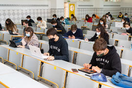 Aula de la Facultad de Derecho de la Universidad de Málaga. Campus de Teatinos. Octubre de 2020